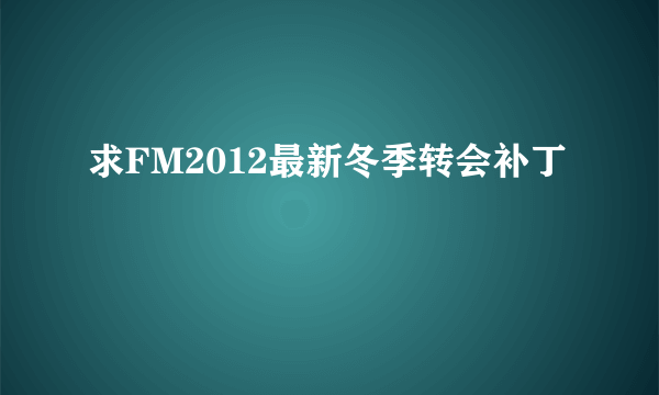 求FM2012最新冬季转会补丁