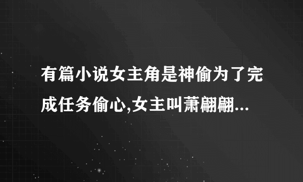 有篇小说女主角是神偷为了完成任务偷心,女主叫萧翩翩，男主角姓冷