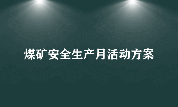 煤矿安全生产月活动方案