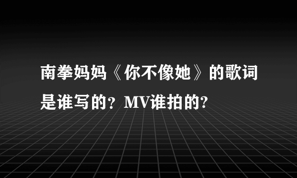 南拳妈妈《你不像她》的歌词是谁写的？MV谁拍的?