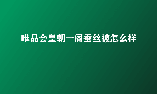 唯品会皇朝一阁蚕丝被怎么样