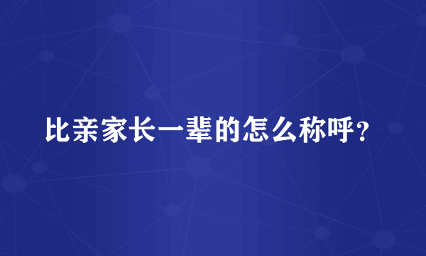 比亲家长一辈的怎么称呼？