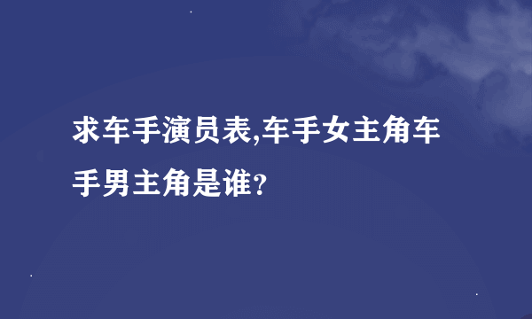 求车手演员表,车手女主角车手男主角是谁？