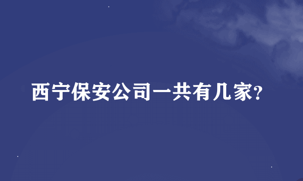 西宁保安公司一共有几家？