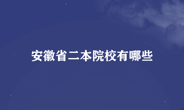 安徽省二本院校有哪些