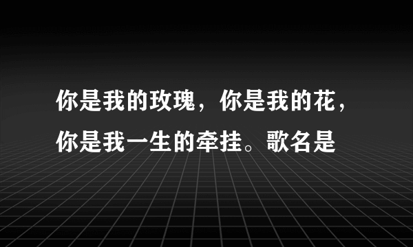 你是我的玫瑰，你是我的花，你是我一生的牵挂。歌名是