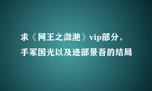 求《网王之潋滟》vip部分，手冢国光以及迹部景吾的结局