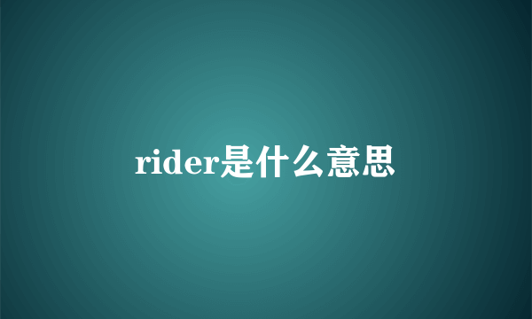 rider是什么意思