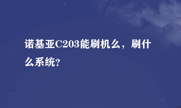 诺基亚C203能刷机么，刷什么系统？