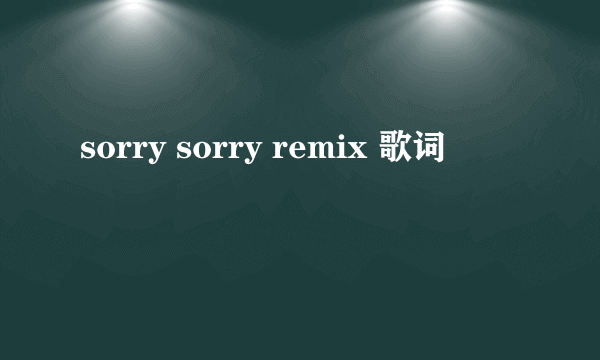 sorry sorry remix 歌词