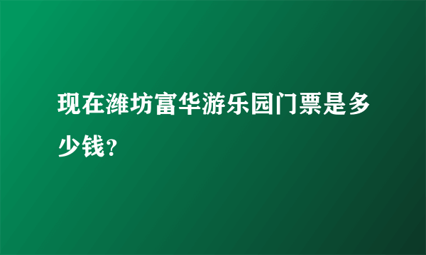 现在潍坊富华游乐园门票是多少钱？