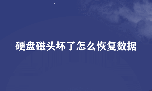 硬盘磁头坏了怎么恢复数据