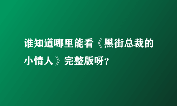 谁知道哪里能看《黑街总裁的小情人》完整版呀？