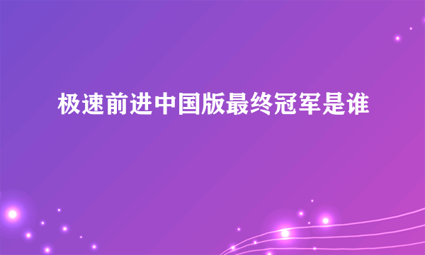 极速前进中国版最终冠军是谁