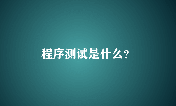 程序测试是什么？