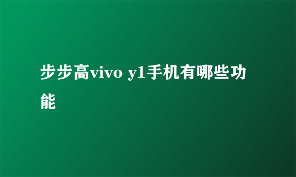 步步高vivo y1手机有哪些功能