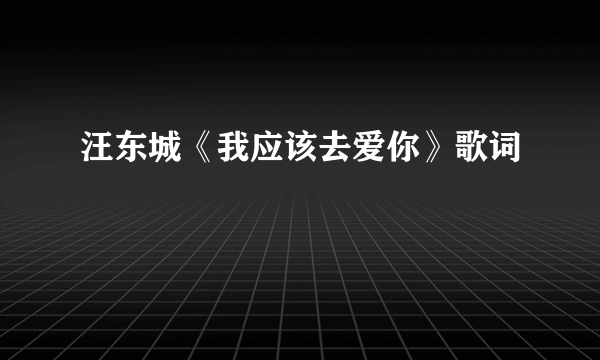 汪东城《我应该去爱你》歌词