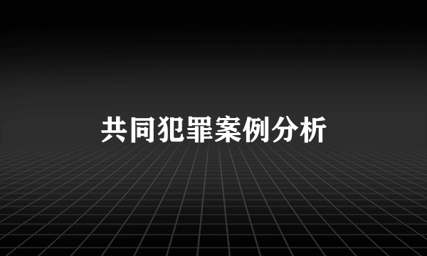 共同犯罪案例分析