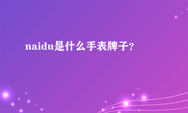 naidu是什么手表牌子？