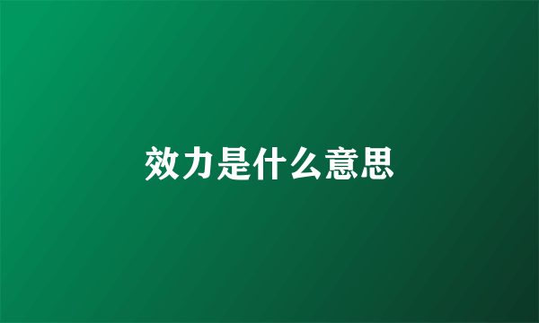 效力是什么意思