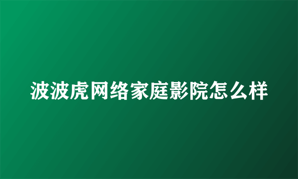 波波虎网络家庭影院怎么样