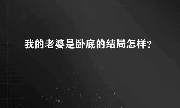 我的老婆是卧底的结局怎样？