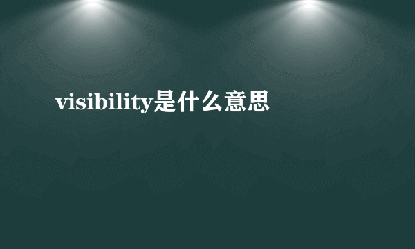 visibility是什么意思