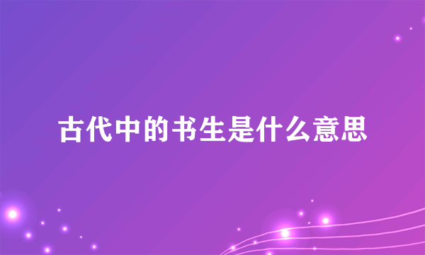 古代中的书生是什么意思