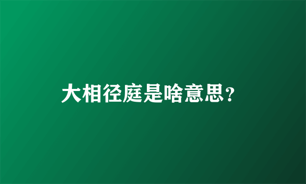 大相径庭是啥意思？