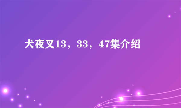 犬夜叉13，33，47集介绍