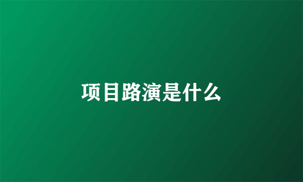 项目路演是什么