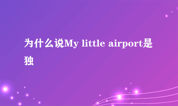 为什么说My little airport是独