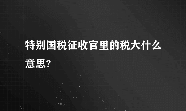 特别国税征收官里的税大什么意思?