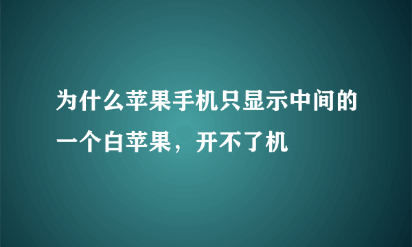 为什么苹果手机只显示中间的一个白苹果，开不了机