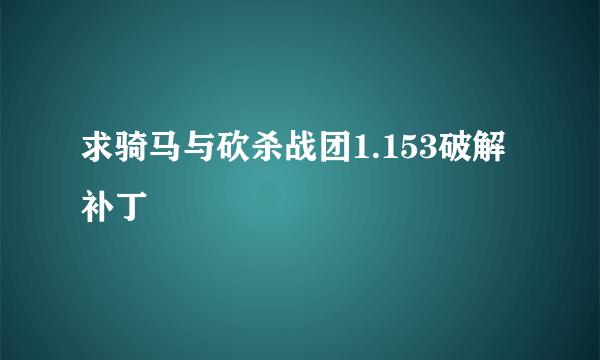 求骑马与砍杀战团1.153破解补丁