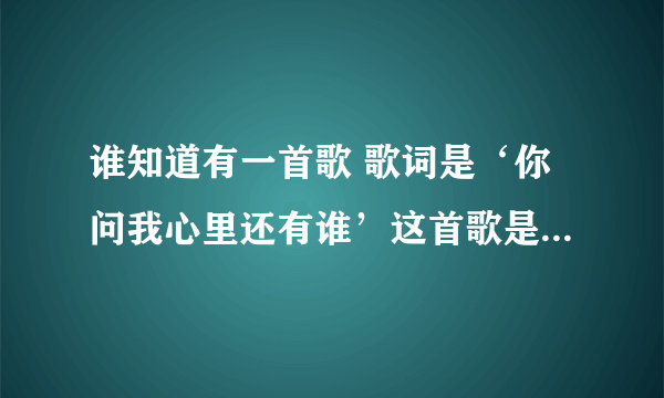 谁知道有一首歌 歌词是‘你问我心里还有谁’这首歌是什么名字啊