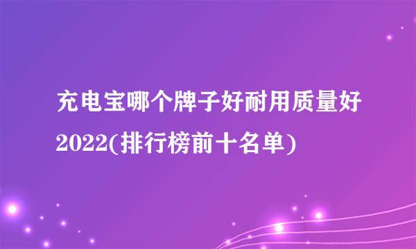 充电宝哪个牌子好耐用质量好2022(排行榜前十名单)