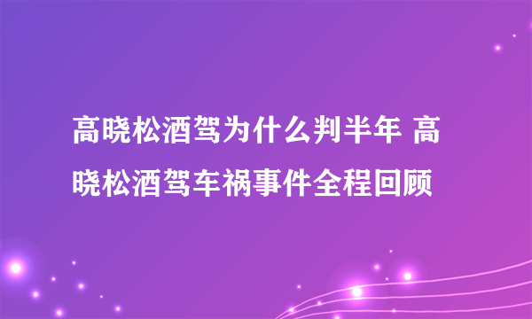 高晓松酒驾为什么判半年 高晓松酒驾车祸事件全程回顾