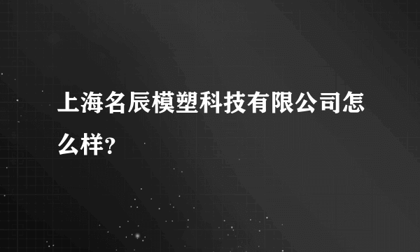 上海名辰模塑科技有限公司怎么样？