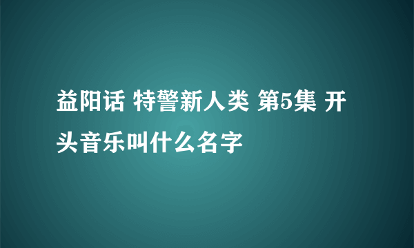 益阳话 特警新人类 第5集 开头音乐叫什么名字