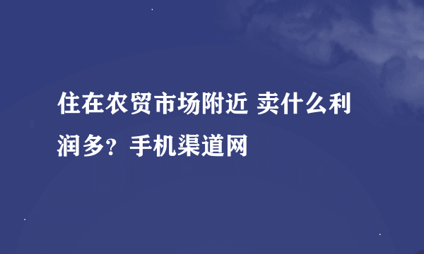 住在农贸市场附近 卖什么利润多？手机渠道网