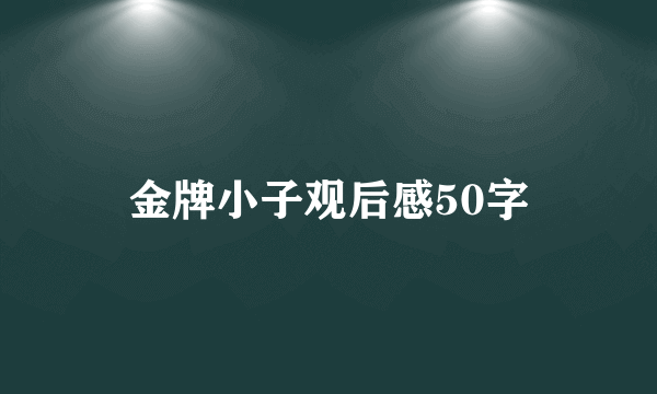 金牌小子观后感50字