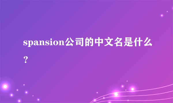 spansion公司的中文名是什么？