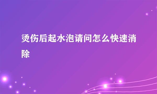 烫伤后起水泡请问怎么快速消除