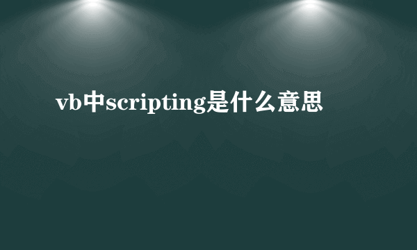 vb中scripting是什么意思