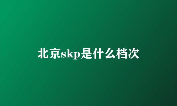 北京skp是什么档次