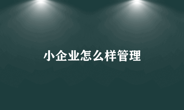 小企业怎么样管理