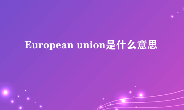 European union是什么意思