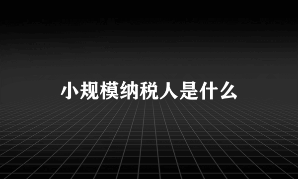 小规模纳税人是什么