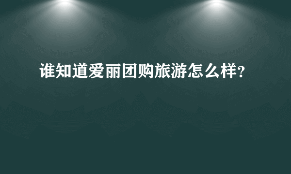 谁知道爱丽团购旅游怎么样？